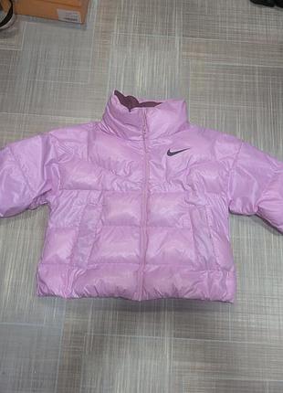 Женская дутая куртка nike, розовая, размер s