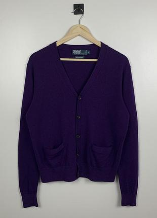 Чоловічий кардиган polo ralph lauren merino wool фіолетовий розмір l