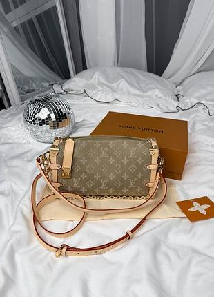 Сумка side trunk pm monogram denim khaki beige