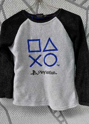 Мягкая плюшевая пижамная кофта (реглан) с символикой playstation бренда primark на 9-10 лет