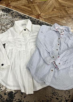 Блузки для дівчинки h&m, біла та блакитна в смужку, розмір 98-104 см (3-4 роки)