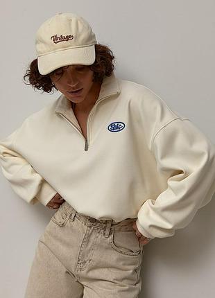 Утепленный женский свитшот oversize с вышивкой мод 50752
