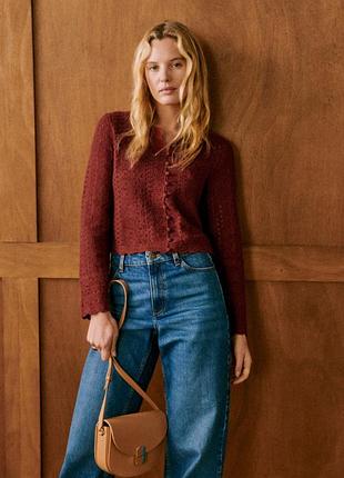Колекційний ажурний кардиган sézane noelie cardigan (brick, 100% бавовна), розмір xs, sold out