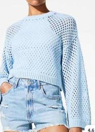 Светр жіночий h&m ажурний сітка блакитний s