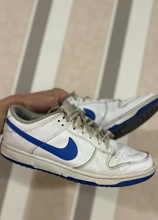 Кросівки чоловічі nike dunk біло-сині, розмір 45, шкіра