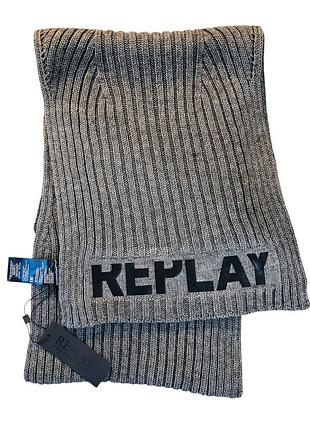 Сірий вовняний шарф replay