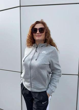 Оригінал спортивна жіноча кофта на замку nike sportswear millennium full-zip hoodie cz8338-063 оригинал сіра повсякденна осінь демісезон