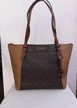 Сумка-тоут michael kors-оригінал, класична, містка, жіноча, коричневого кольору
