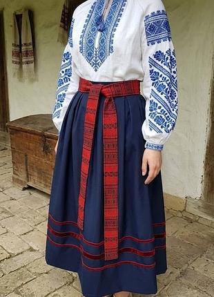 Новая юбка синяя к вышиванке оверсайз