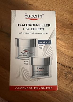 Крем для обличчя eucerin hyaluron-filler + 3x effect денний та нічний для сухої шкіри