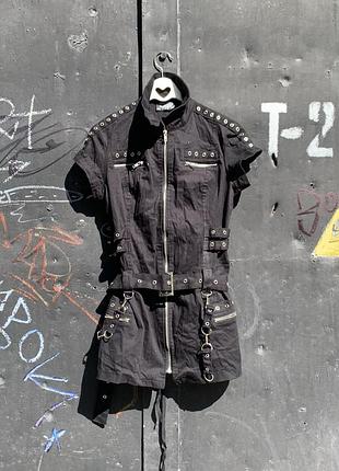 Готична міні сукня black zip dress h&r london альтернативний стиль панк готика y2k гранж