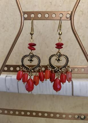 Сережки для жінок з натуральним коралом
