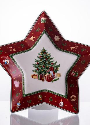 Блюдо сервировочное новогоднее для закусок christmas 25.5 (см) из фарфора hp-sdhk-19