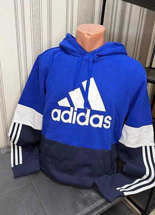 Худі чоловіче adidas синє з білим логотипом