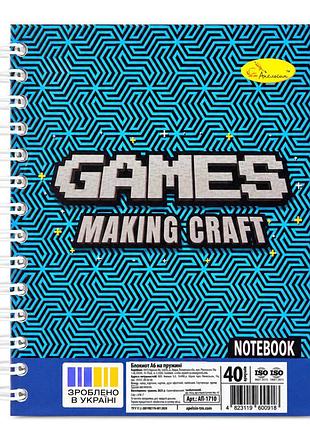 Блокнот для записів "games" а6 ап-1710-11, 40 аркушів, пружина збоку