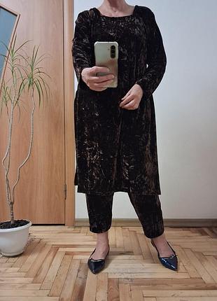 Велюровый терленький сальвар камиз, платье и брюки, индийский наряд размер 14-16