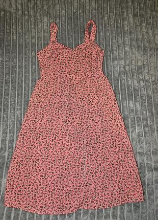 Рожева літня сукня / сарафан у вишневий принт dorothy perkins