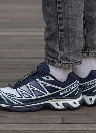 Мужские кроссовки salomon xt-6 gore-tex blue white / smb+ 🔗