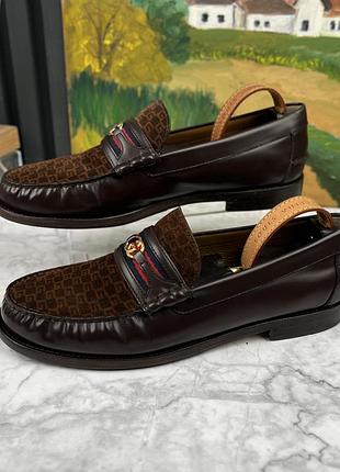 Gucci web kaveh interlocking gg penny loafer мужские туфли лоферы кожа оригинал 44.5 eur