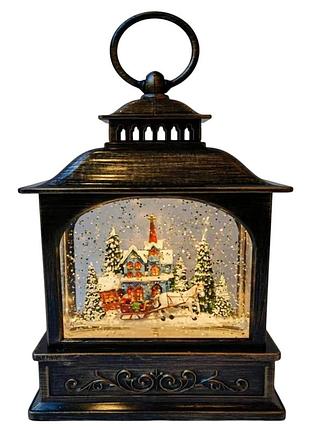 Музыкальный новогодний светильник xmas wdl-24072d в винтажном стиле фонаря, высота 21 см. (10097)