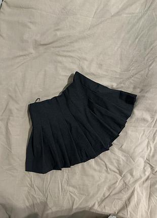 Плісована спідниця-шорти zara, темно-сірий графіт, xs/s