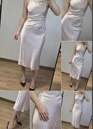 Изысканное сатиновое платье миди zara