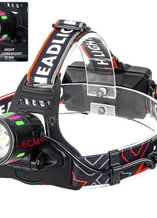 Налобний ліхтар night vision fluorescence 8083 ipx4 з живленням від 2 акумуляторів 18650 та заряджанням usb-c чорний (00000010774)