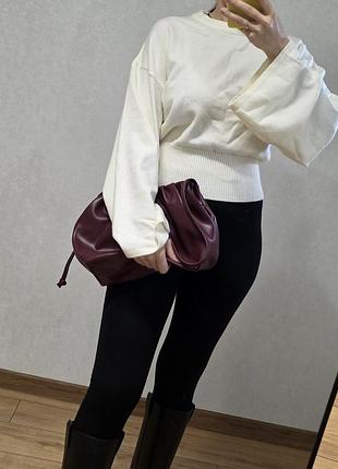 Укорочений білий светр gina tricot з широкими рукавами, р. m (новий)
