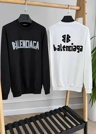 Чоловічий світшот balenciaga чорний, білий, розміри s-xxl