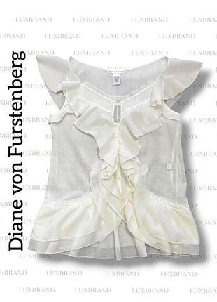 Блуза diane von furstenberg из хлопка с оборками и воланами