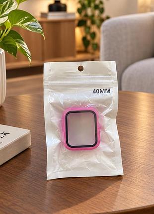 Захисний чохол із захисним склом на apple watch 40 мм кейс рожевий яскравий бампер чохол на годинник епл вотч