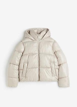 Зимова куртка пуффер h&m в бежевому кольорі