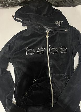 Чорна велюрова зіпка bebe зі стразами