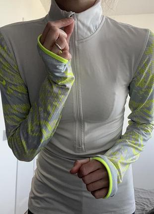 Лонгслів жіночий nike dri-fit сірий з салатовим флісом