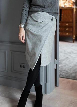 Вовняна спідниця міді на запах filippa k (80% вовна)
