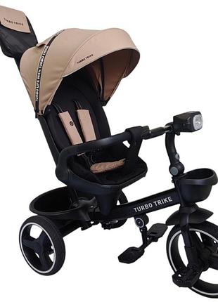 Велосипед детский трехколесный mt 1002-1 almond beige с родительской ручкой