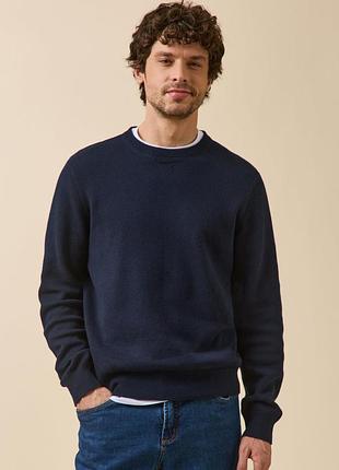 Royal spencer новий светр чоловічий джемпер пуловер вовна шерсть шовк кашемір кашеміровий синій розмір l xl