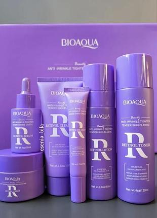 Набір для обличчя bioaqua retinol anti-wrinkle firming high moisturizing skin care gift box, 6 продуктів