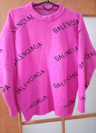 Светр жіночий balenciaga рожевий з логотипом