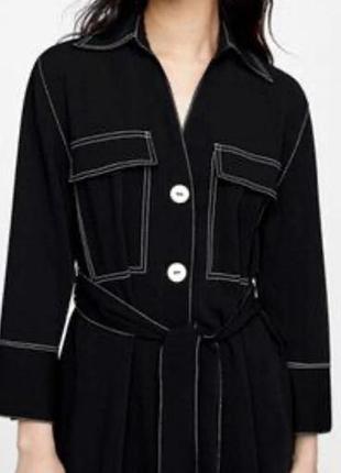 Жіноча коротка сукня zara чорна  з поясом