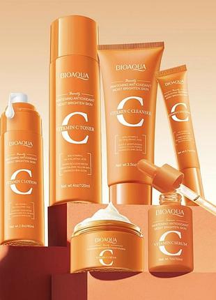 Набір для обличчя bioaqua vitamin c whitening antioxidant moisturizing skin care gift box, 6 продуктів