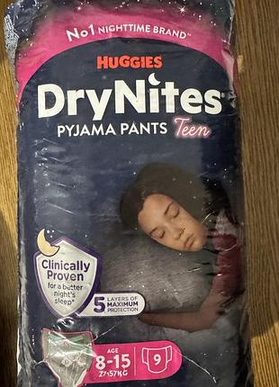 Труси-підгузки для дівчаток huggies drynites нічні (27-57 кг)