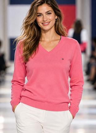Джемпер жіночий tommy hilfiger, рожевий, розмір l, 100% бавовна