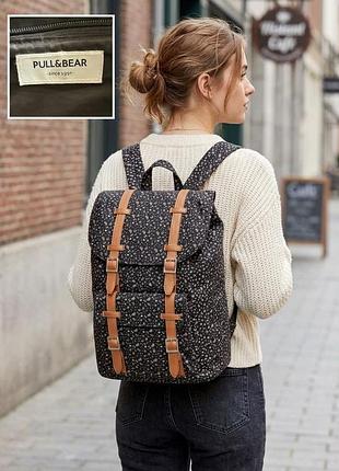 Рюкзак жіночий pull&bear міський чорний з принтом