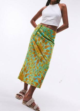 Новая меди юбка zara woman midi highwaisted printed skirt / cape skirt