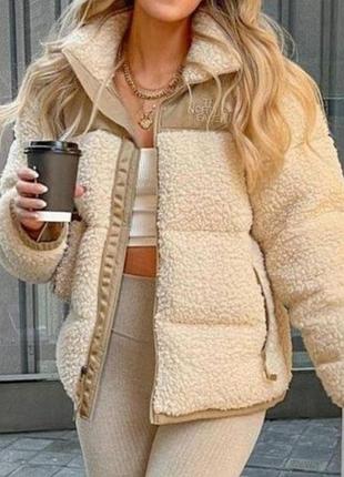 Жіночий пуховик h&m lux teddy бежевий розмір xs