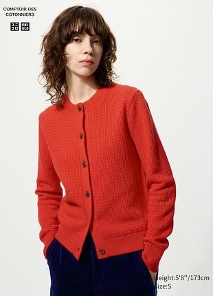 Жіночий кардиган uniqlo вовняний червоний