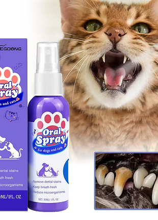 Спрей для ухода за полостью рта кошек и собак yegbong oral spray — от зубного налета и неприятного запаха