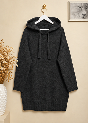 Тепле шерстяне в'язане плаття худі, довгий светр з капюшоном, new look.