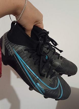 Бутси чоловічі nike mercurial чорні з бірюзовими елементами
